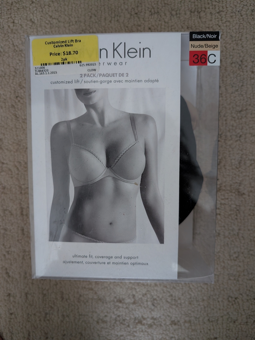 Calvin Klein Nude/Beige & Black 2-Pack Customized Lift Bras
